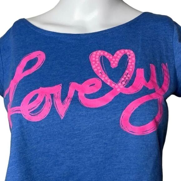 Modern Lux Lovely Open Back Bow Short Sleeve Crop Top Blue & Pink Size XS - Picture 3 of 4